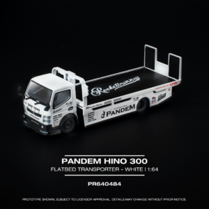 (PRE-ORDER - Q3/2026) POP RACE PR640484 PANDEM HINO 300 FLATBED TRANSPORTER WHITE NEW TOOLING